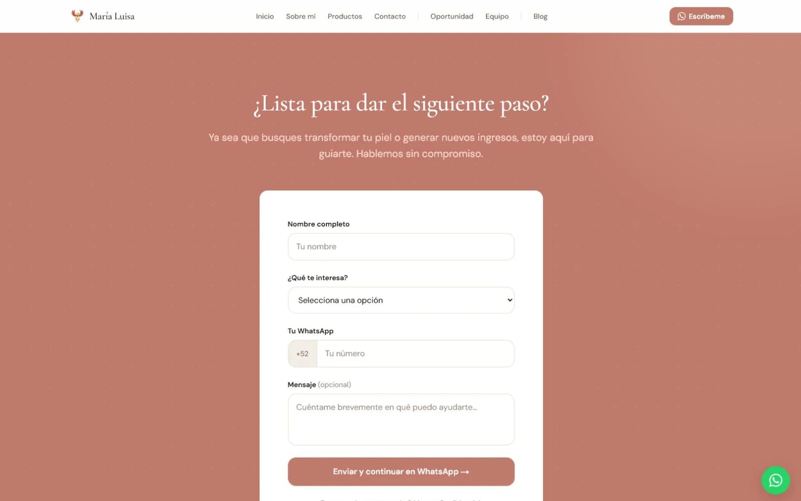 Formulario de contacto y captura de leads