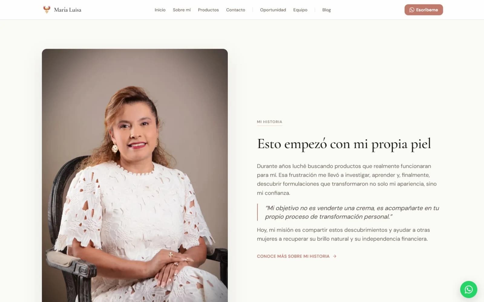 Sección de historia de la marca personal