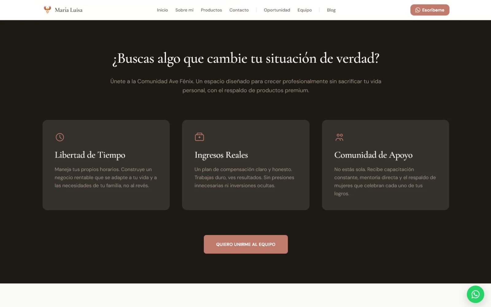 Página /oportunidad para prospectos de negocio