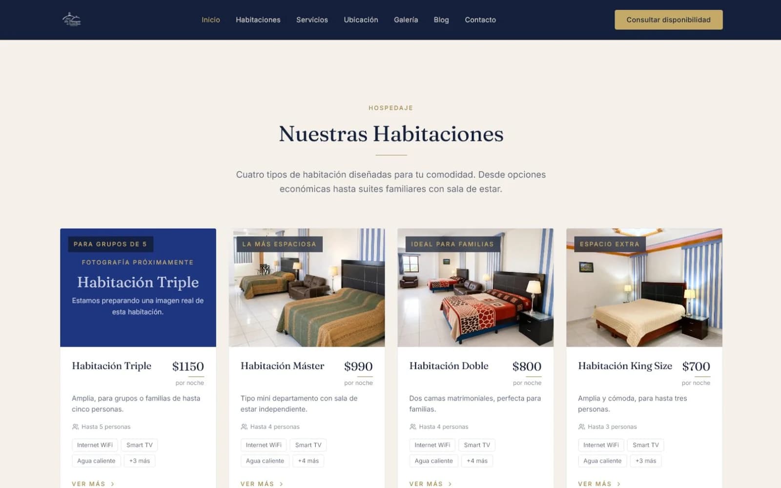 Room catalog on the site